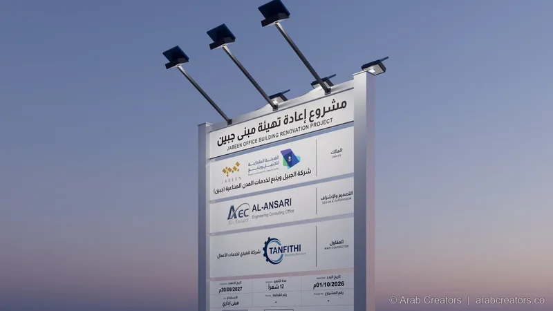 منظر جانبي للوحة مشروع مع ستة كشافات شمسية على أذرع سوداء