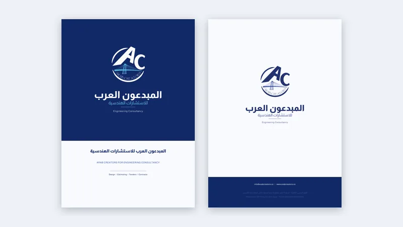 Letterhead and both faces of the folder from the stationery system