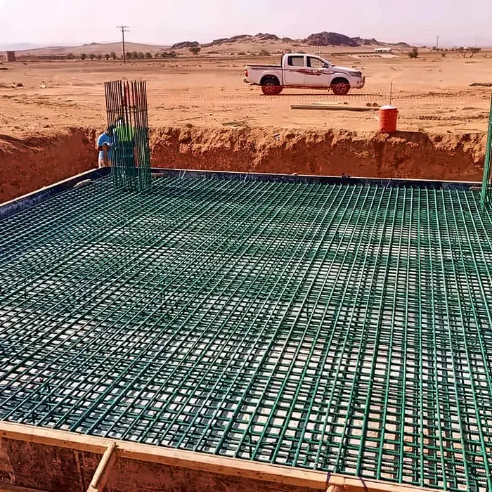 Tower foundation, epoxy-coated rebar
